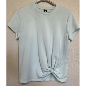 Skechers Short Sleeve Shirt Twist Skechluxe Front Knot Size S Small Mint Green‎